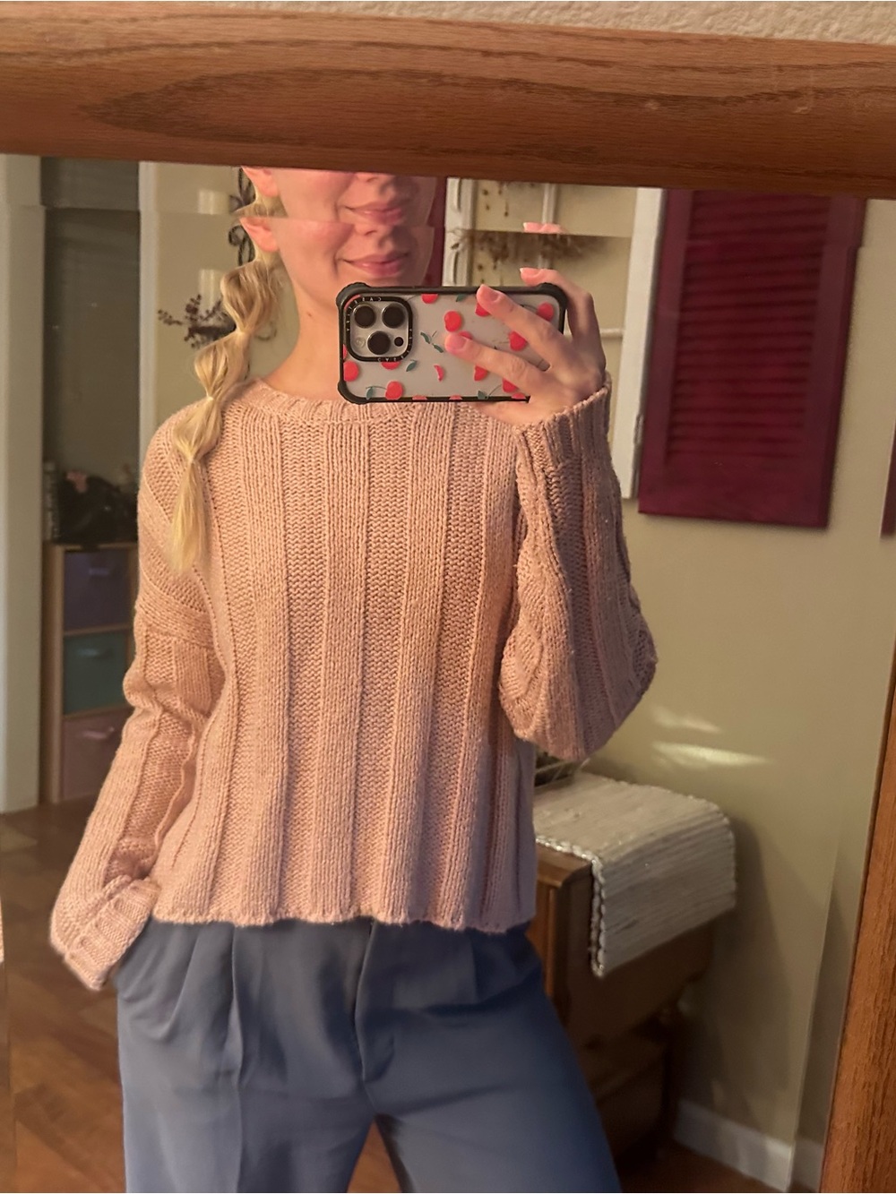 PacSun Soft Pink Ribbed Knit Women's Sweater
